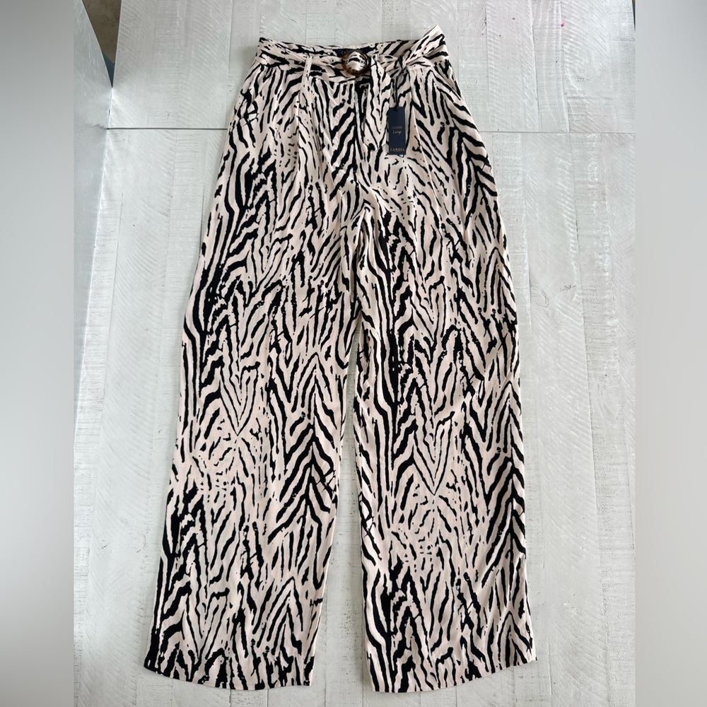 NWT Women’s Caroll Paris Zebra Print Wide-Leg Pants Viscose size EU 38 US 8